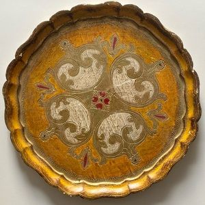 Vintage Handmade Wooden Gilded Florentine Serving Tray